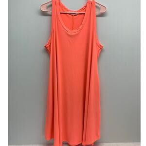 Rae Mode Tank Dress Womens Plus Size 1XL Stretch Sleeveless Neon Orange Pockets